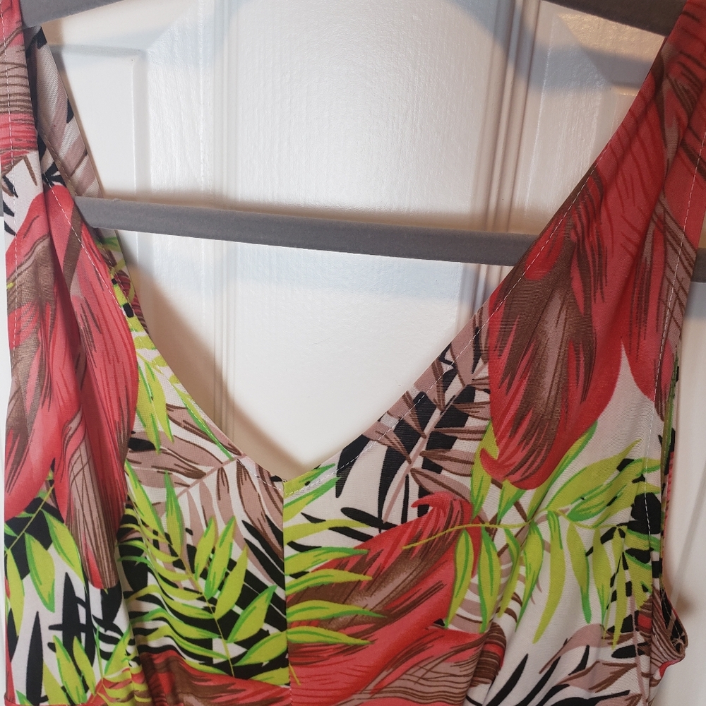 West Loop Women Stretchy V-Neck Tropical Vibrant Maxi Dress - Picture 7 of 10